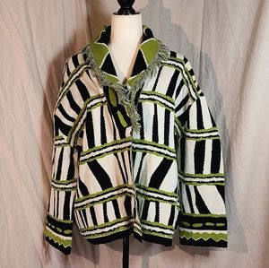 💥Stella Jean💥 cotton jacquard pattern wrap cardigan, IT46/US10-12, NWT